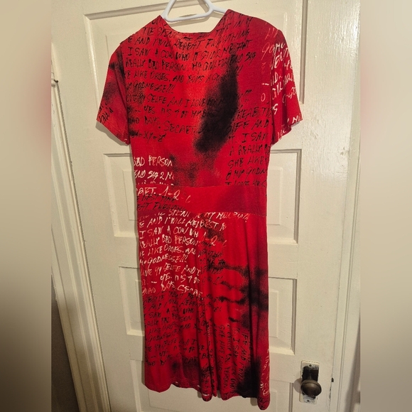 Vintage Joseph Ribkoff Red Graphic Dress With Face - Picture 3 of 4